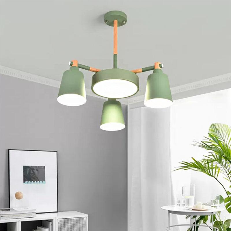 Bell Shade Kindergarten Chandelier Metal 4 Heads Nordic Pendant Light in Green - Rebooters