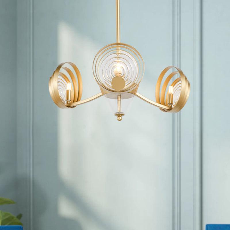 3-Head Crystal Pendant Chandelier Contemporary Gold Lamp - Rebooters