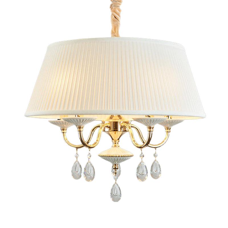 4 Heads Pendant Chandelier Minimalist Drum Fabric Shade Lamp - Rebooters