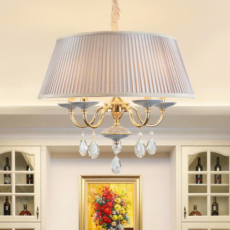 4 Heads Pendant Chandelier Minimalist Drum Fabric Shade Lamp - Rebooters