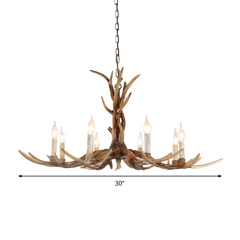 3/6/8 Lights Chandelier Lighting Fixture Antique Candelabra Resin Hanging Light in Beige for Living Room - Rebooters