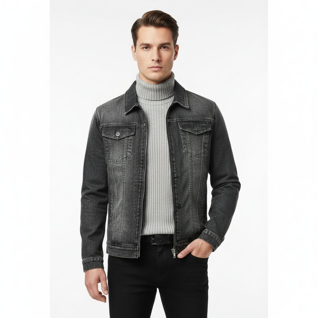 Anton Men's Retro Classic Denim Jacket Lapel Collars Style Rebooters Mens Denim Jackets