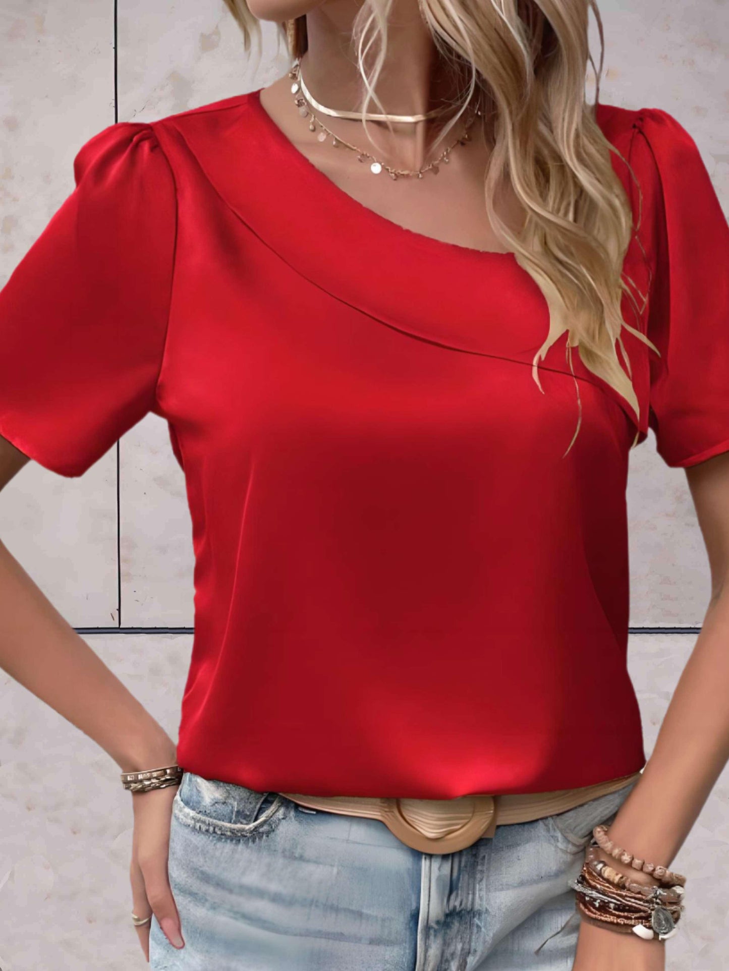 Women's Casual Overlap Patterned Top for Stylish Comfort Rebooters Womens Shirts