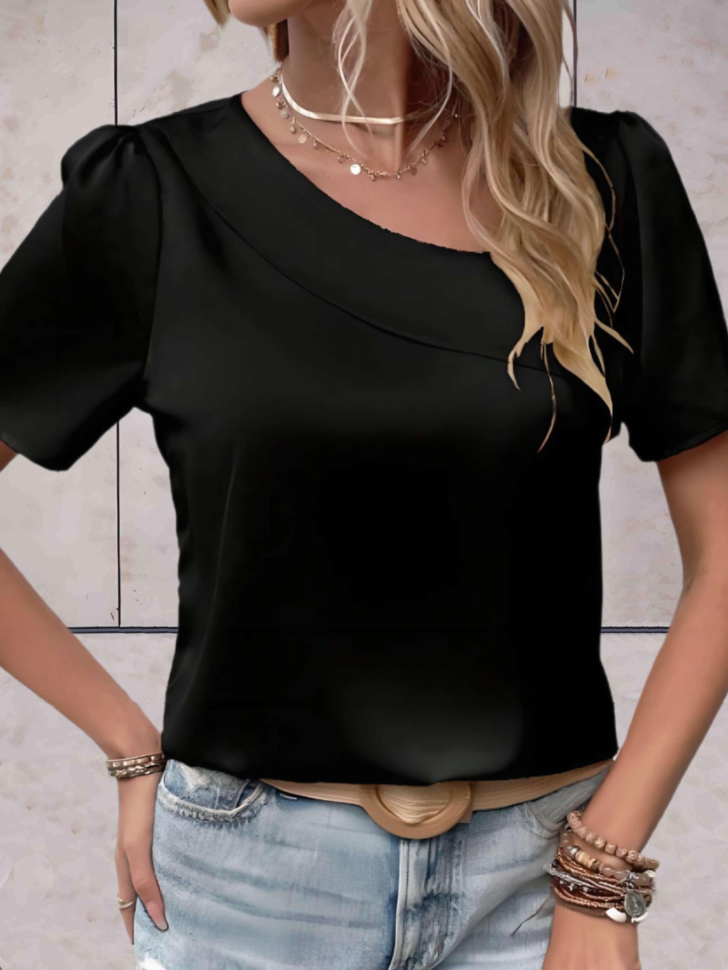 Women's Casual Overlap Patterned Top for Stylish Comfort Rebooters Womens Shirts