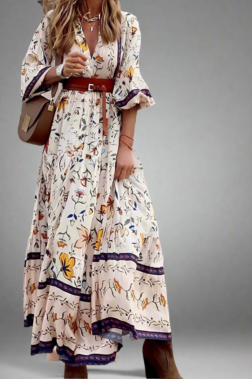 Delilah Floral Layered Maxi Dress with Romantic Flow Rebooters Maxi Women's Dresses