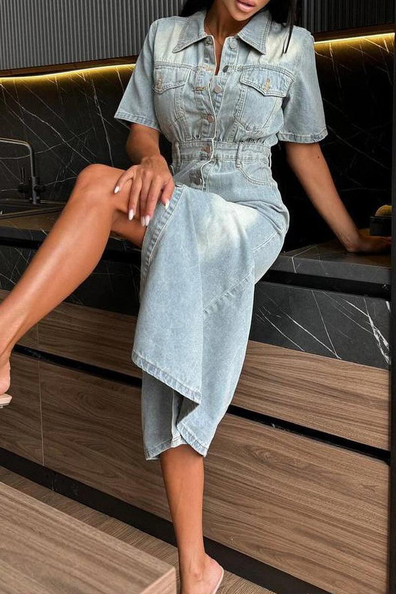 Eden Vintage-Inspired Collared Midi Dress with Elegant Details Rebooters Maxi Women's Dresses