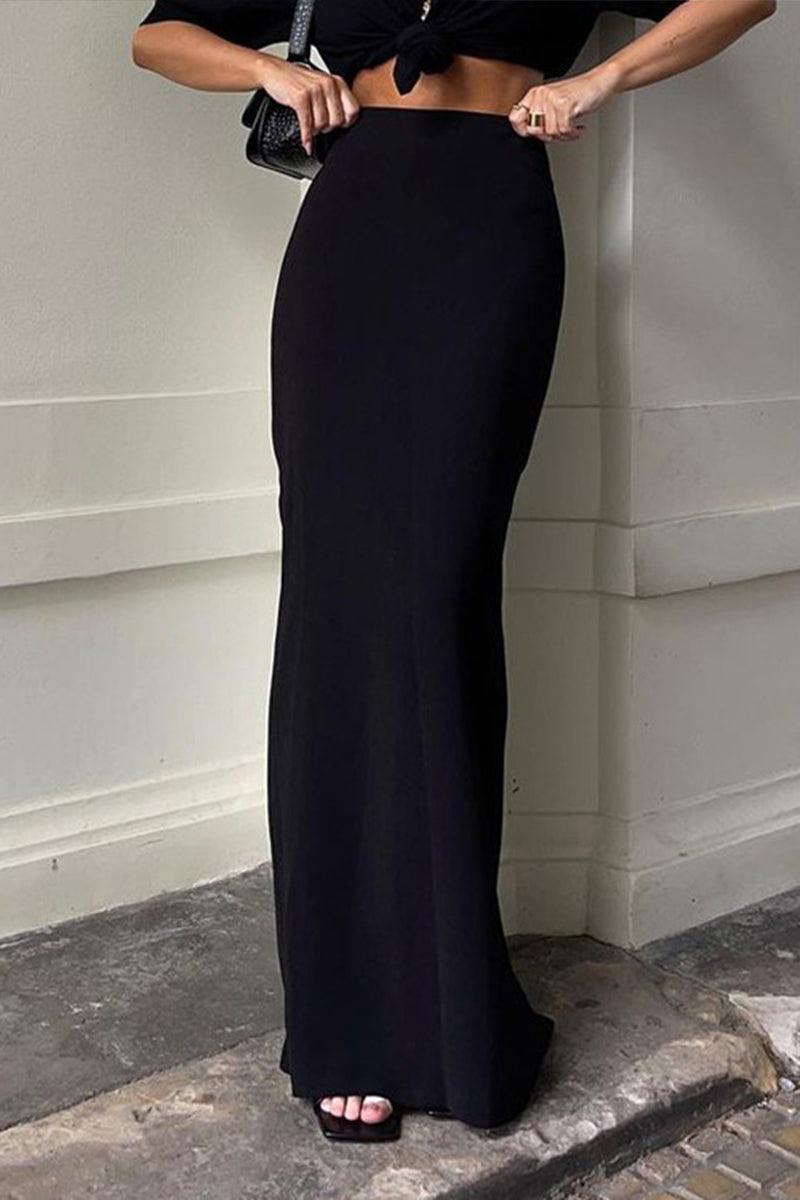 Black Sleek Maxi Skirt for Effortless Day to Night Style - Rebooters