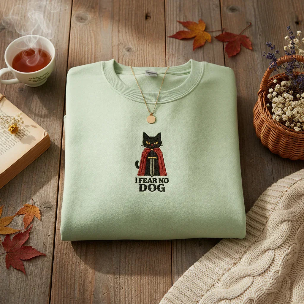 Cat Knight “I Fear No Dog” Embroidered Sweatshirt | Rebooters