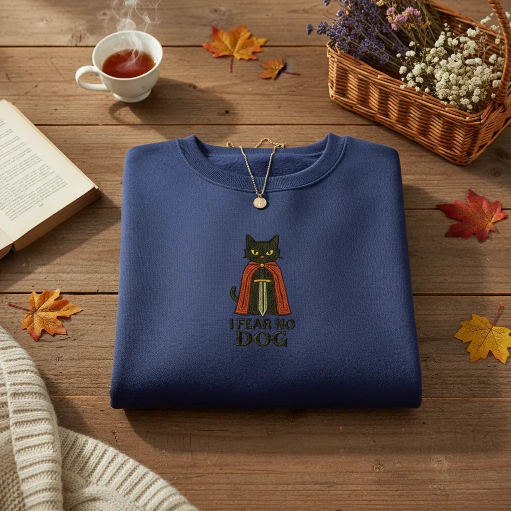 Cat Knight “I Fear No Dog” Embroidered Sweatshirt | Rebooters