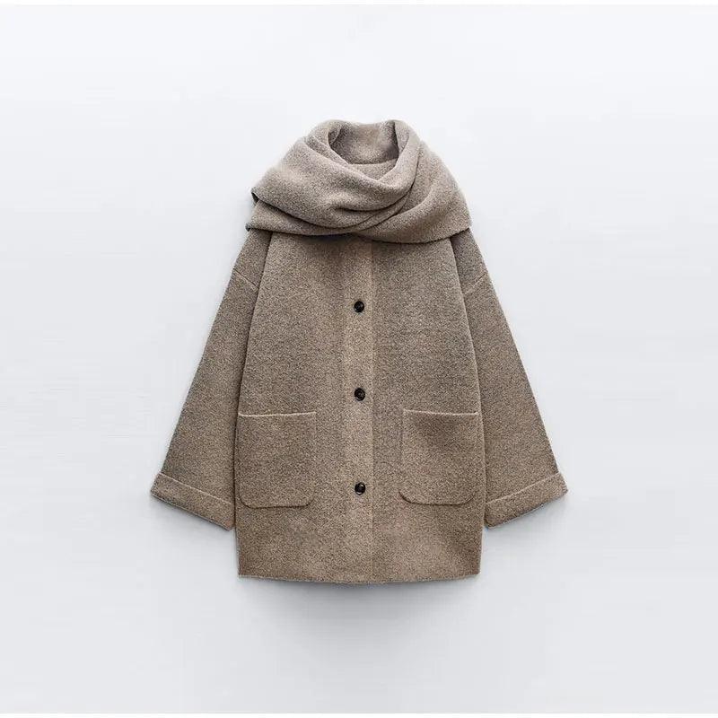 Claudia Elegant Women's Wool Coat with Matching Scarf - Womens Jackets Rebooters