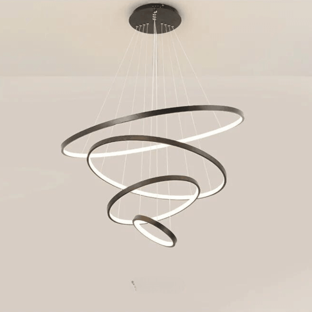 Modern Black And White Metal Ring Chandelier Design | Rebooters - Rebooters