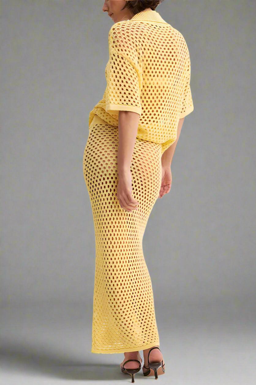 Crochet Knit Maxi Skirt Set for Breezy Style for Women - Rebooters