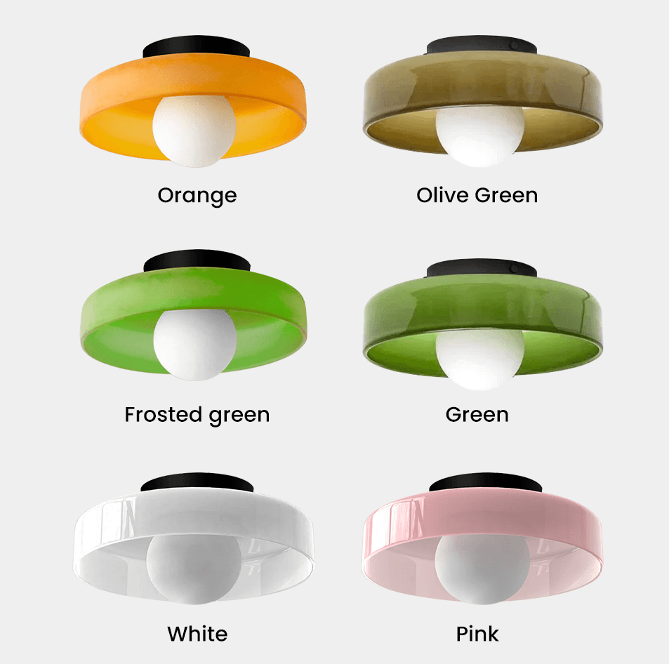 Green Glass Round LED Ceiling Light for Home Decor - Rebooters