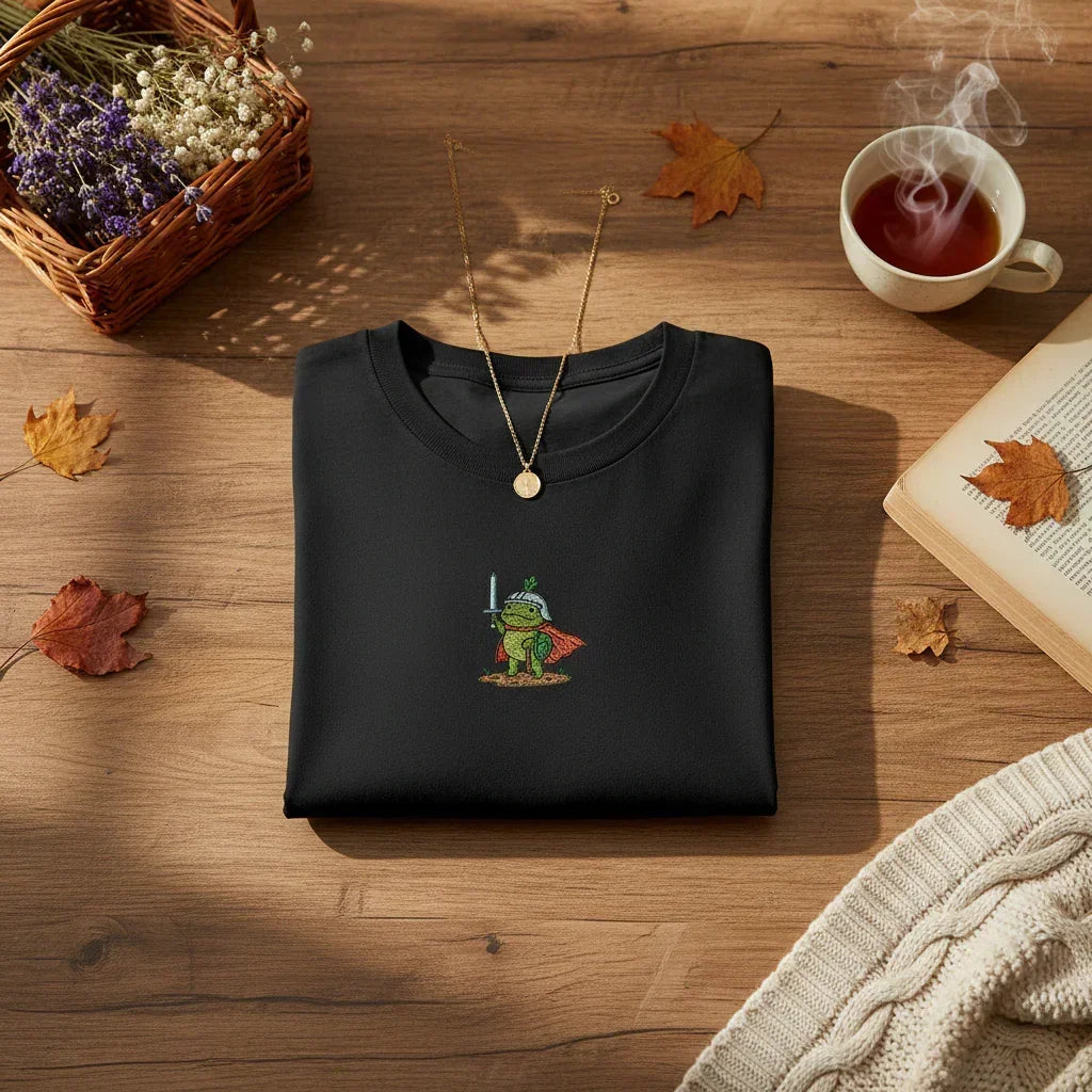 Embroidered Frog Knight T-Shirt | Rebooters