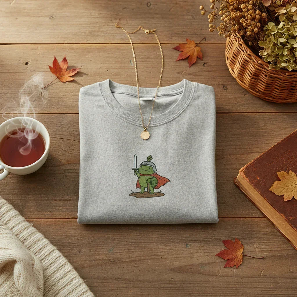 Embroidered Frog Knight T-Shirt | Rebooters