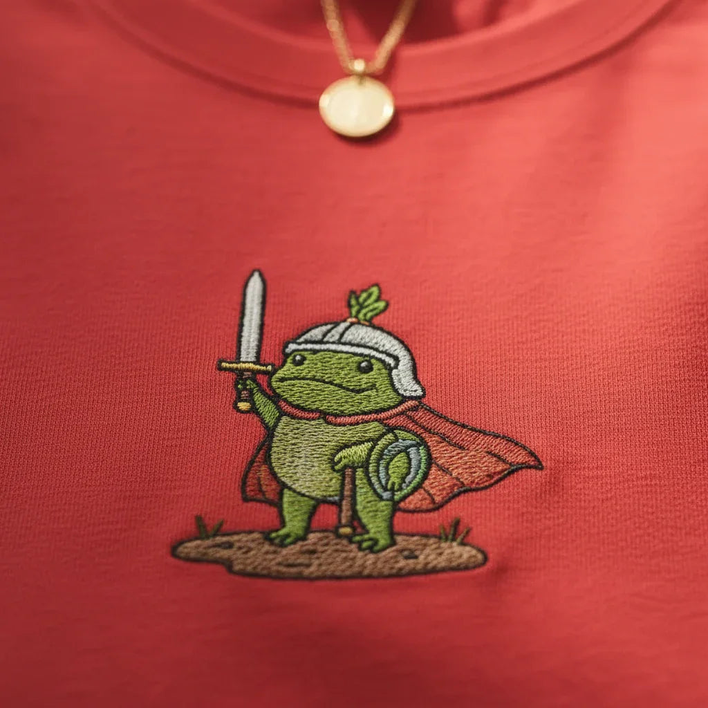Embroidered Frog Knight T-Shirt | Rebooters