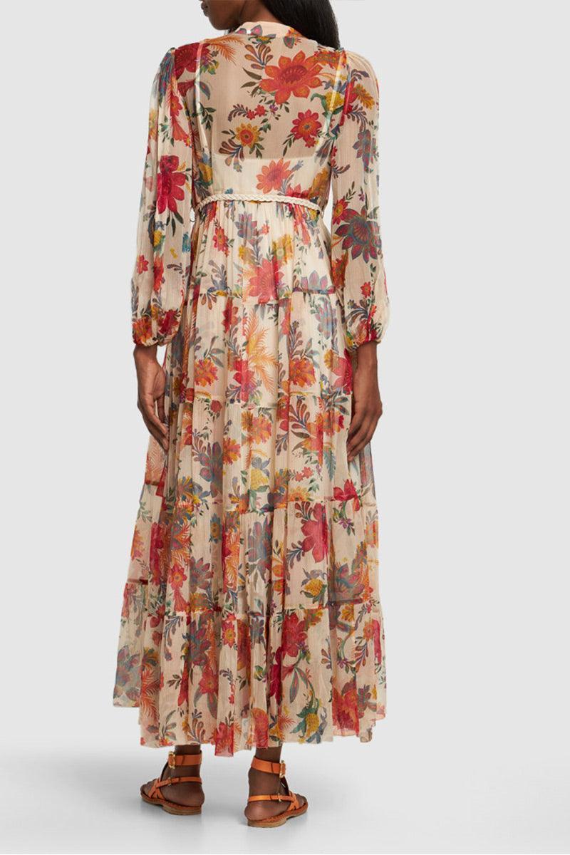 Amberlyn Floral Tiered Chiffon Maxi Dress for Every Occasion Rebooters Maxi Women's Dresses