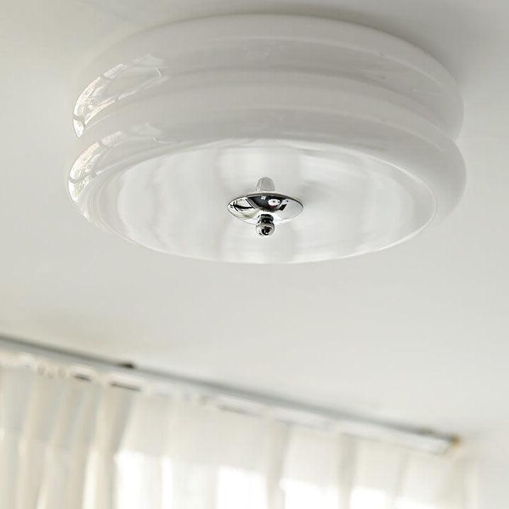 White Round Vintage Porch Ceiling Light Fixture for Elegance - Rebooters