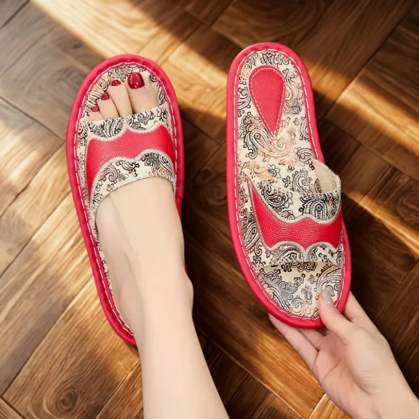 Elenora Genuine Leather Embroidered Sandals For Women