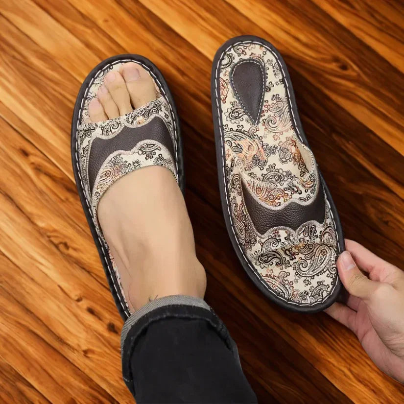 Elenora Genuine Leather Embroidered Sandals For Women