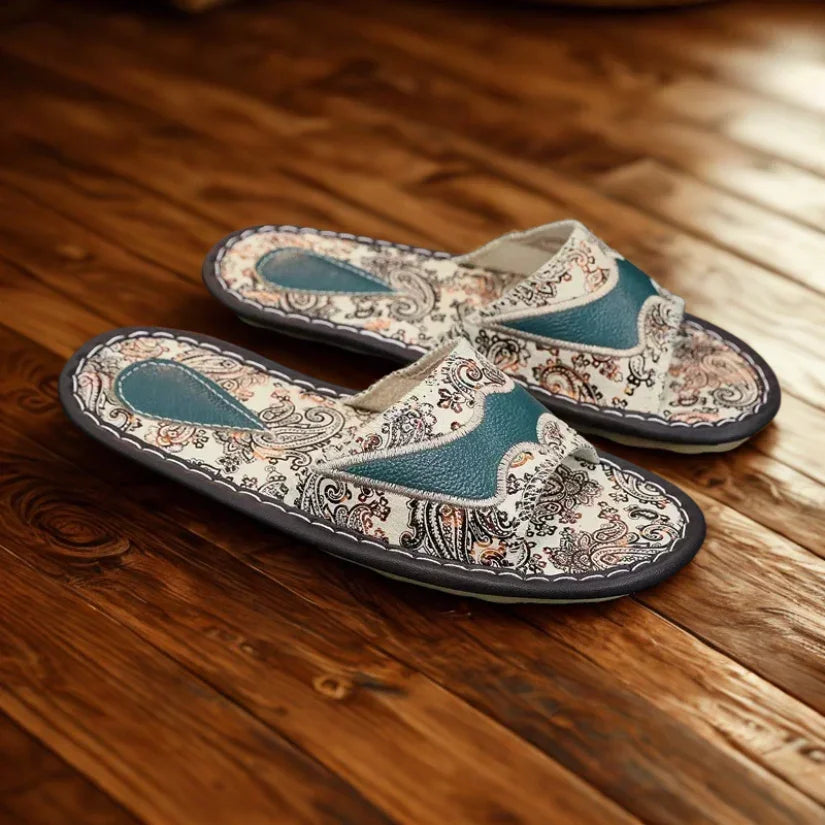 Elenora Genuine Leather Embroidered Sandals For Women