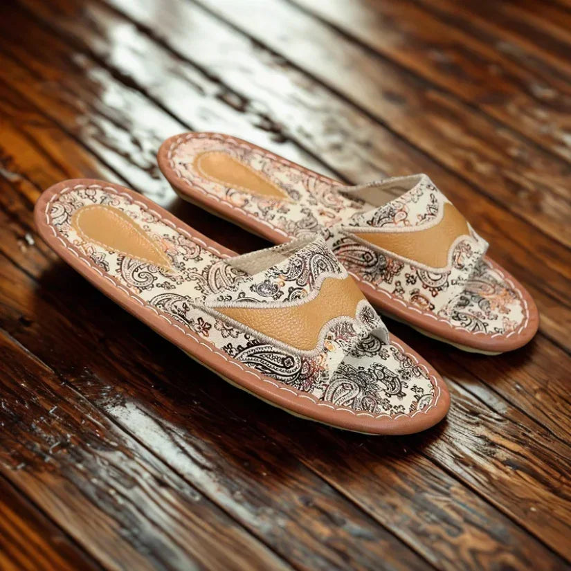 Elenora Genuine Leather Embroidered Sandals For Women