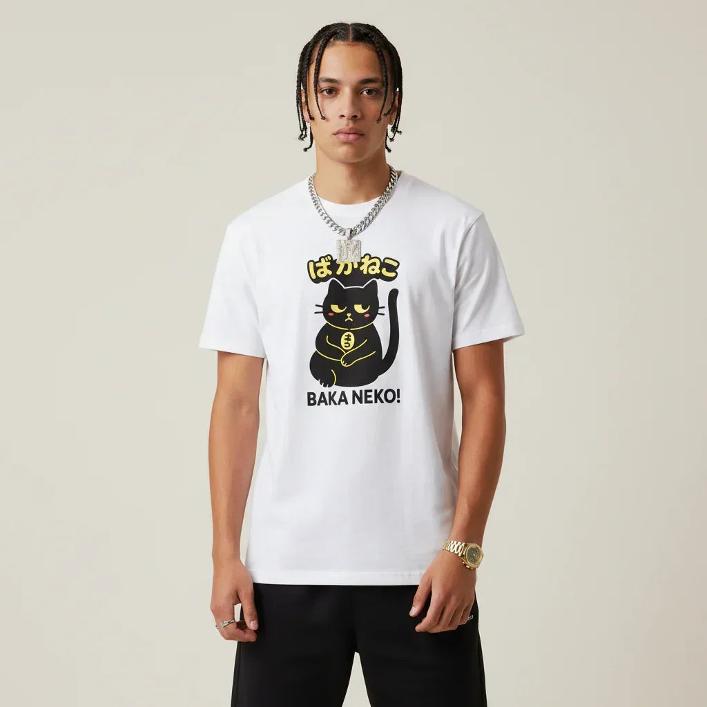 Japan T-Shirt Men’s Baka Neko Cat | Rebooters