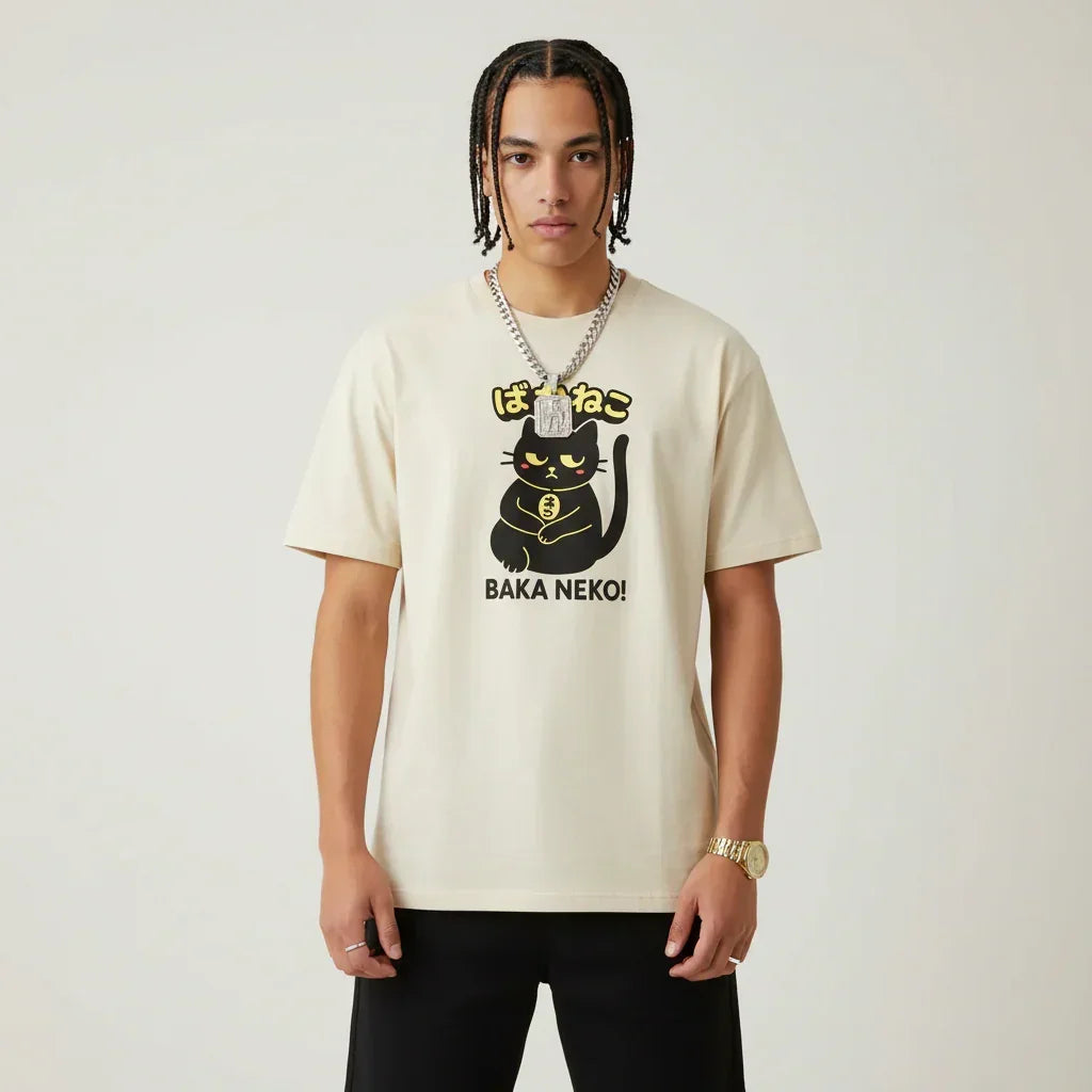Japan T-Shirt Men’s Baka Neko Cat | Rebooters