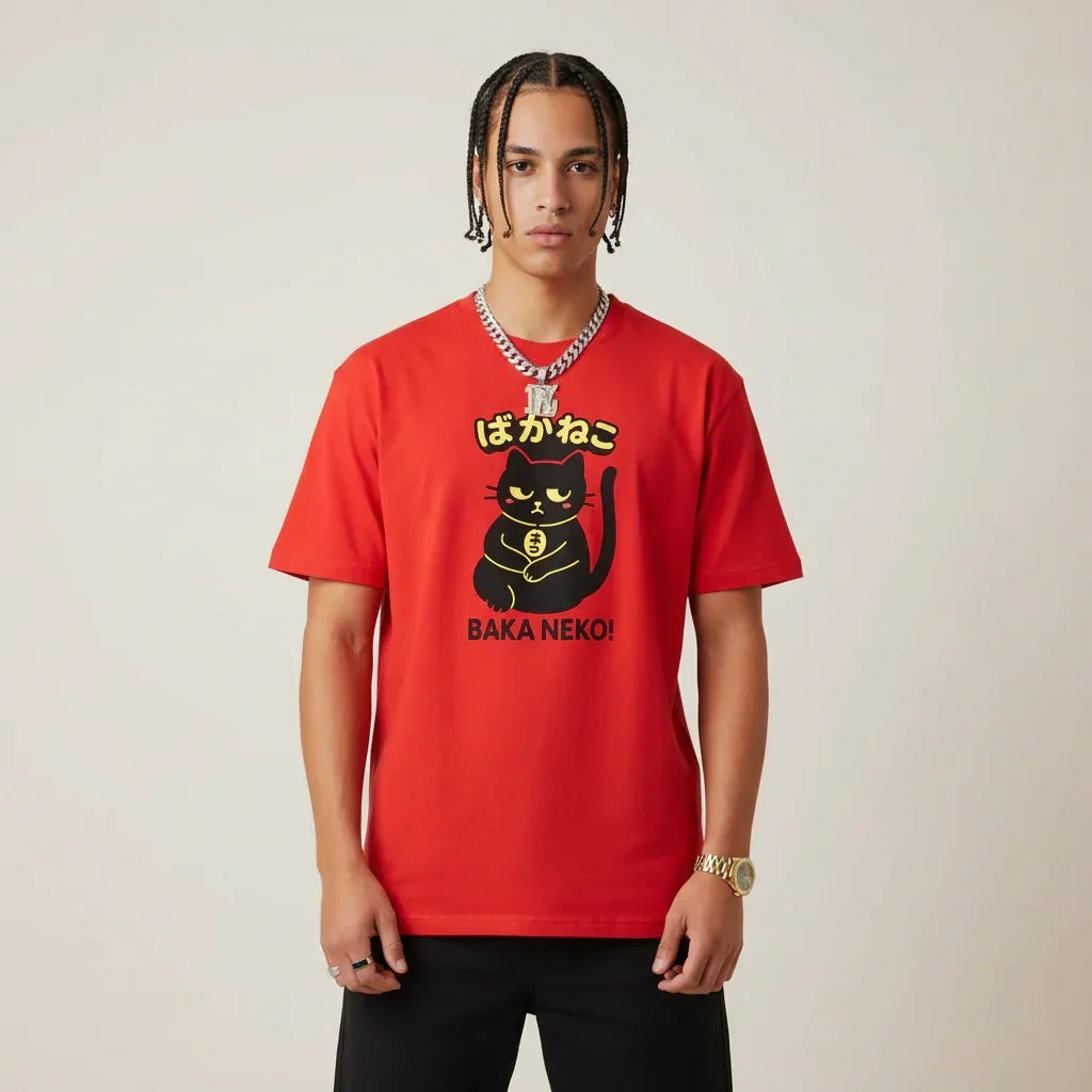 Japan T-Shirt Men’s Baka Neko Cat | Rebooters