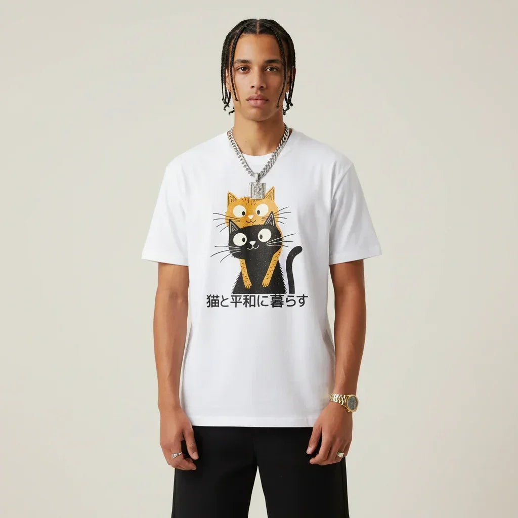Japan T-Shirt Men’s Cat Hug | Rebooters