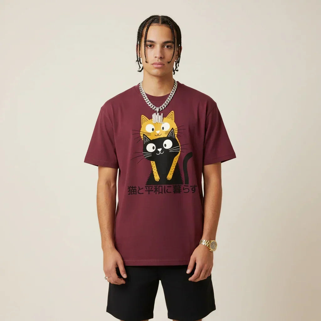 Japan T-Shirt Men’s Cat Hug | Rebooters