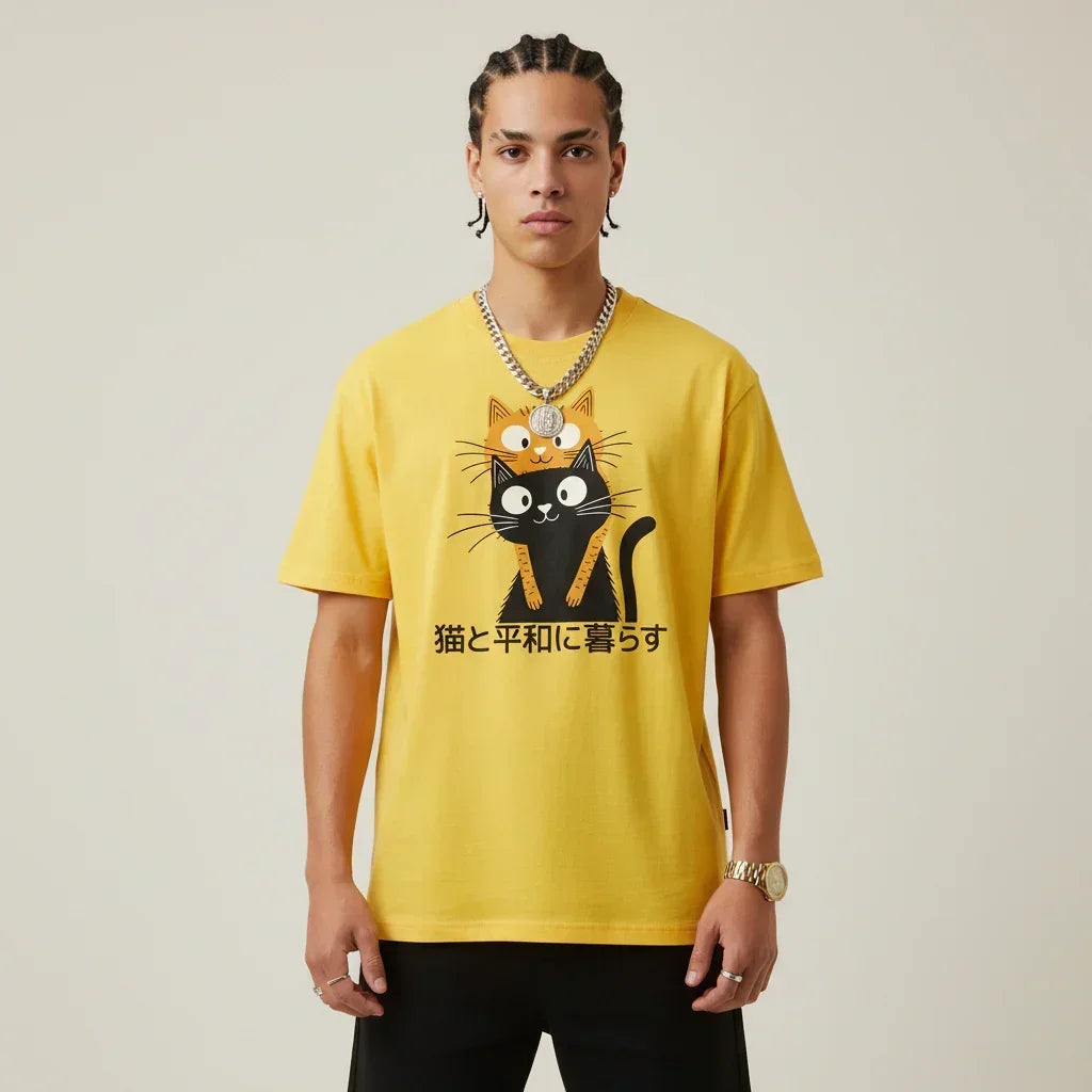 Japan T-Shirt Men’s Cat Hug | Rebooters