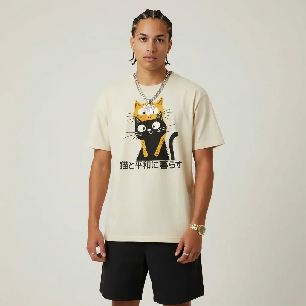 Japan T-Shirt Men’s Cat Hug | Rebooters