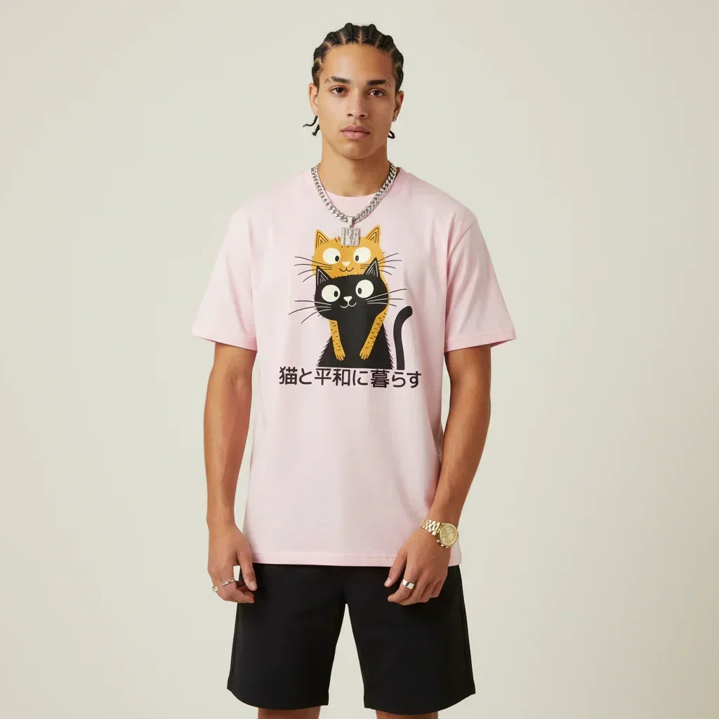 Japan T-Shirt Men’s Cat Hug | Rebooters
