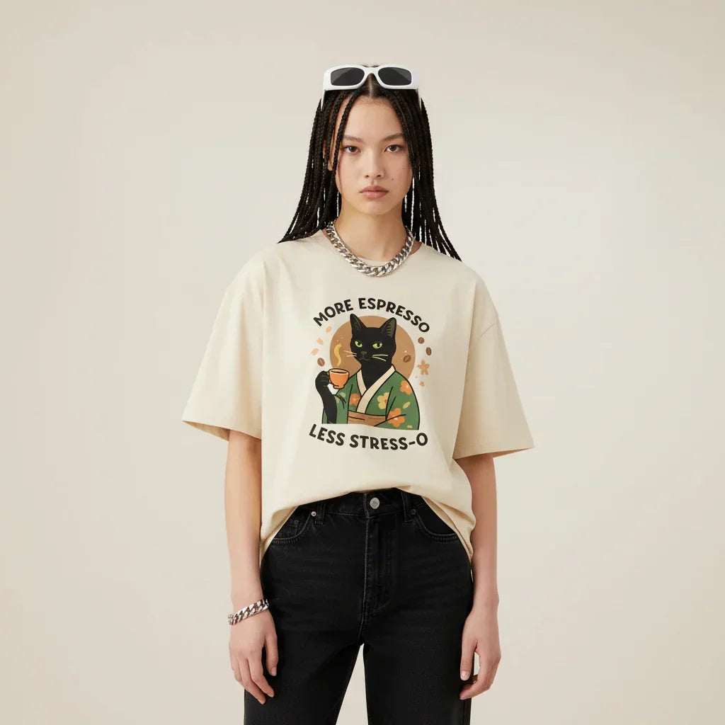 Japan T-Shirt Men’s Espresso Cat Kimono | Rebooters