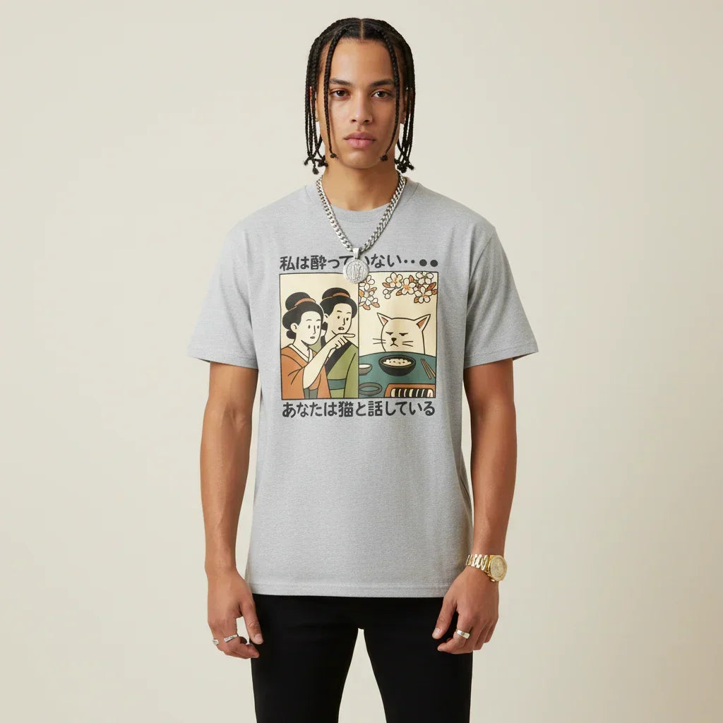 Japan T-Shirt Men’s Funny Cat Sushi Comic | Rebooters