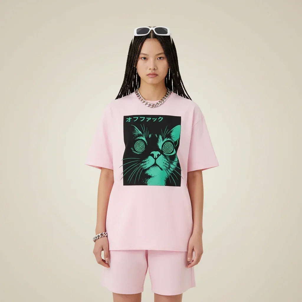 Japan T-Shirt Men’s Hypno Cat Neon | Rebooters