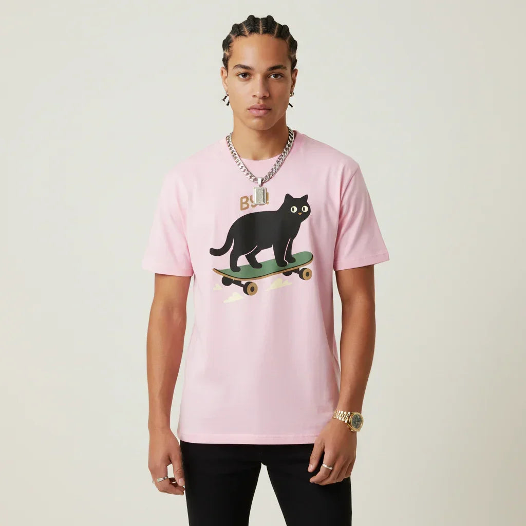 Japan T-Shirt Men’s Skater Cat Bye Graphic | Rebooters