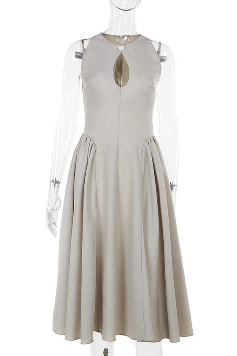 Robyn Vintage-Inspired Hollow Embroidered Midi Dress for Elegant Style - Rebooters -Women's Dresses