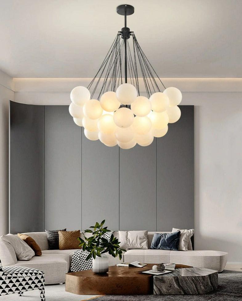 European Style White Flower Cluster Ball Glass Chandelier | Rebooters - Rebooters