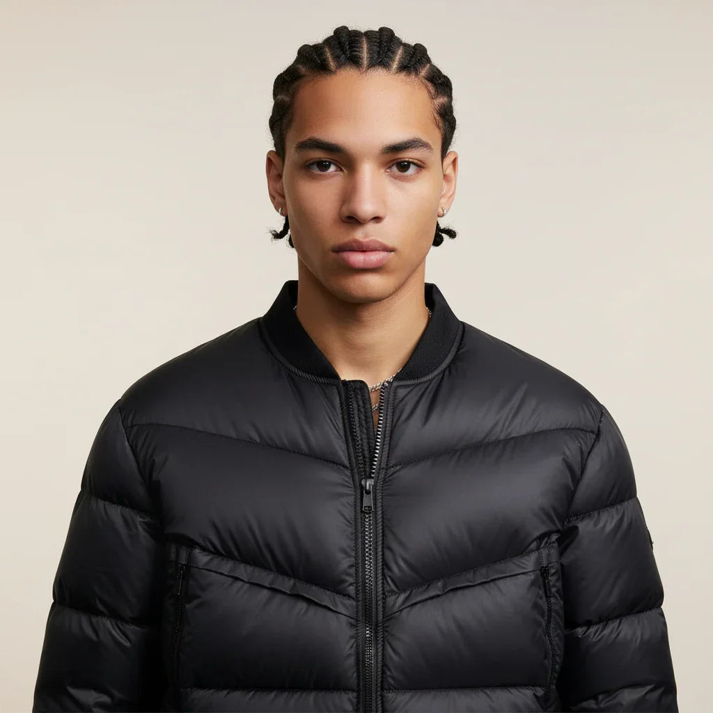 black puffer jacket