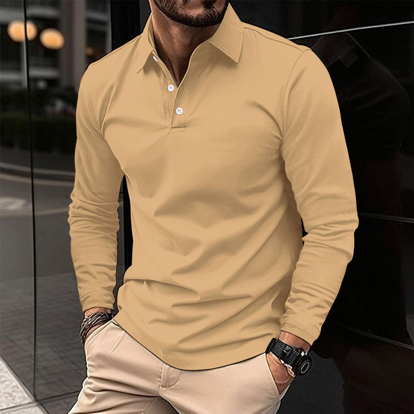 Men's Shirt Long-Sleeve Polo | Thiago Casual Fashion Rebooters Mens Shirts