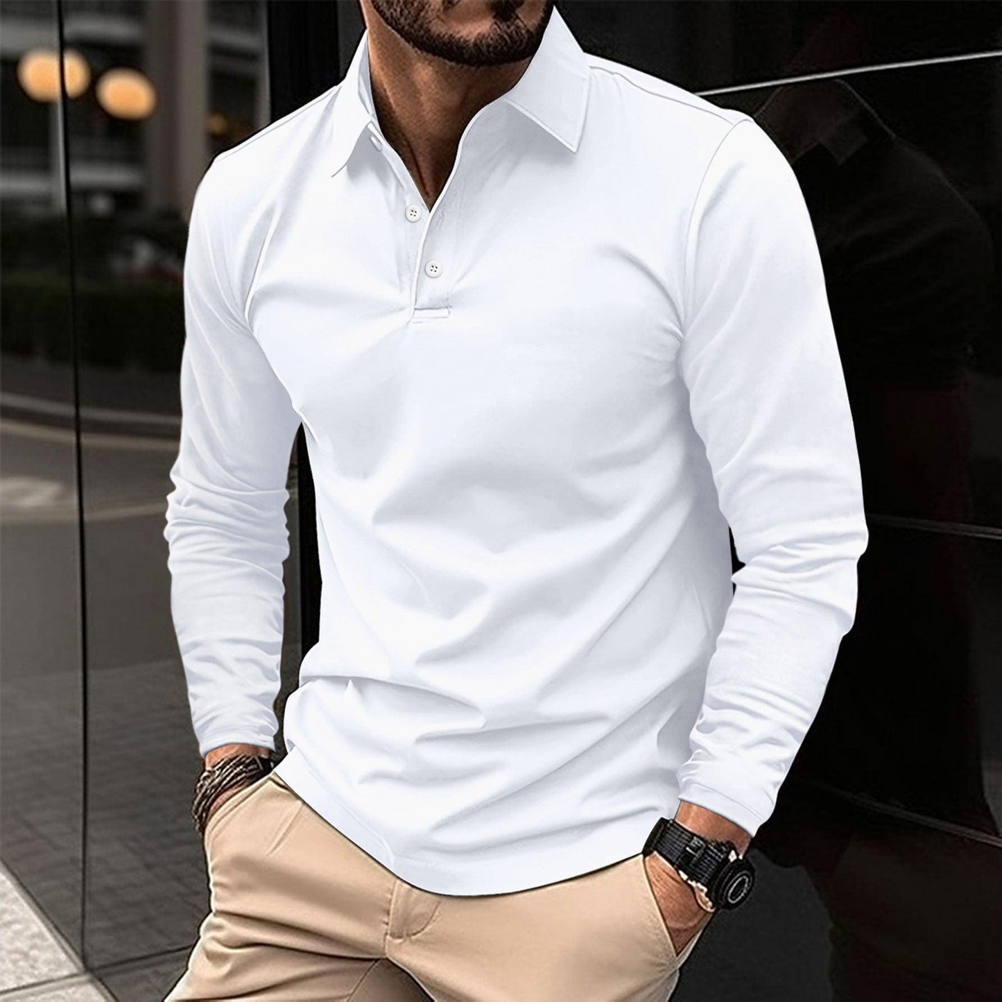 Men's Shirt Long-Sleeve Polo | Thiago Casual Fashion Rebooters Mens Shirts