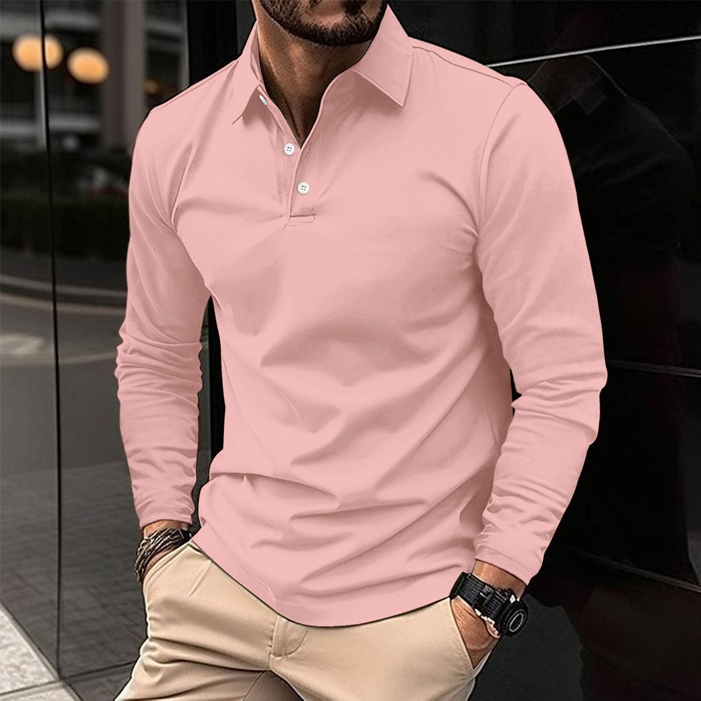 Men's Shirt Long-Sleeve Polo | Thiago Casual Fashion Rebooters Mens Shirts