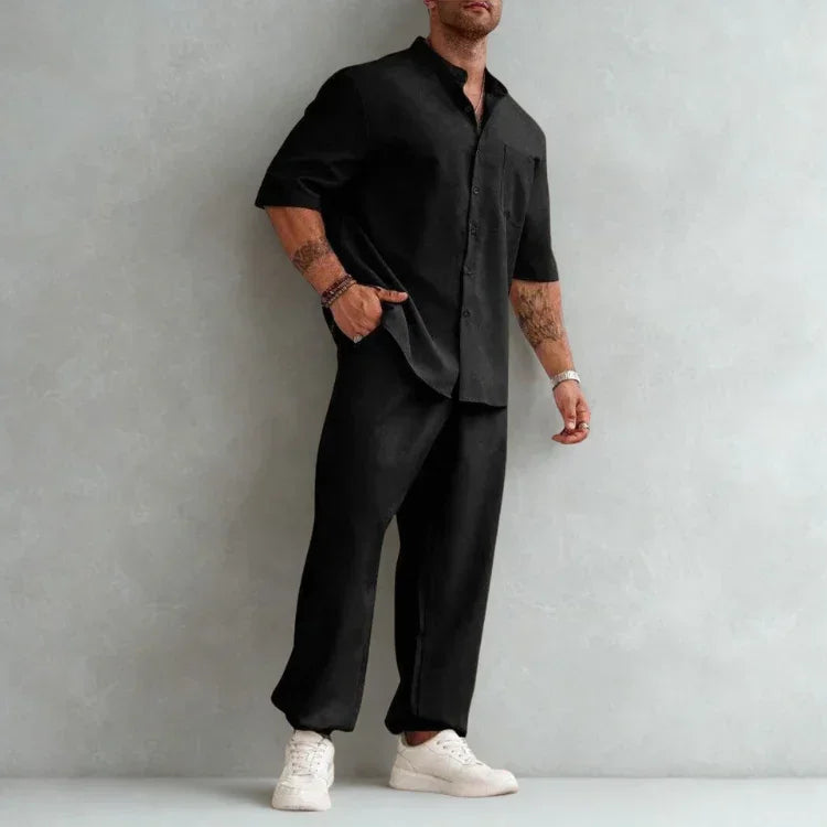 Men’s Casual Set Cotton Linen Blend for Effortless Style Rebooters mens 2 piece set