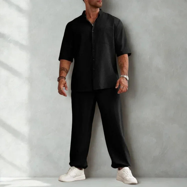 Men’s Casual Set Cotton Linen Blend for Effortless Style Rebooters mens 2 piece set