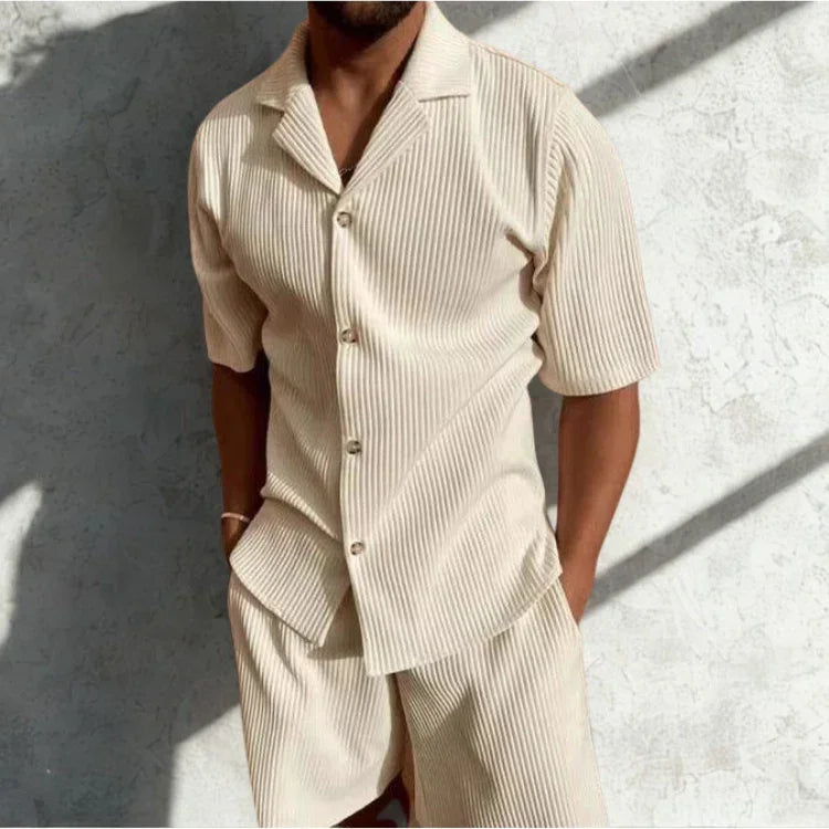 Men's Casual Set with Soft Ribbed Texture for Warm Weather Rebooters mens 2 piece set