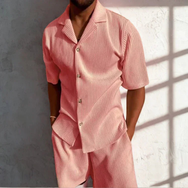 Men's Casual Set with Soft Ribbed Texture for Warm Weather Rebooters mens 2 piece set