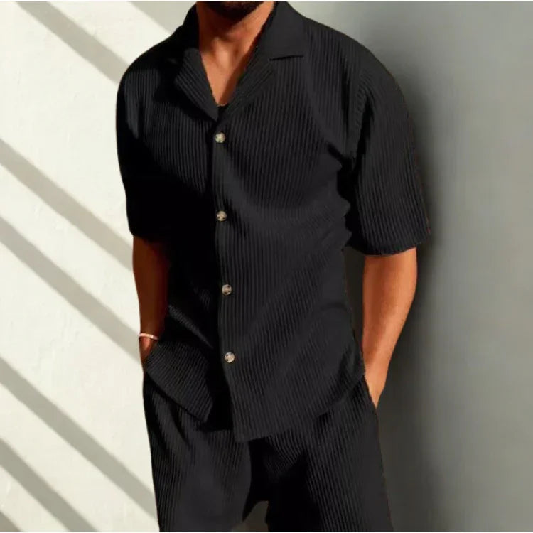 Men's Casual Set with Soft Ribbed Texture for Warm Weather Rebooters mens 2 piece set