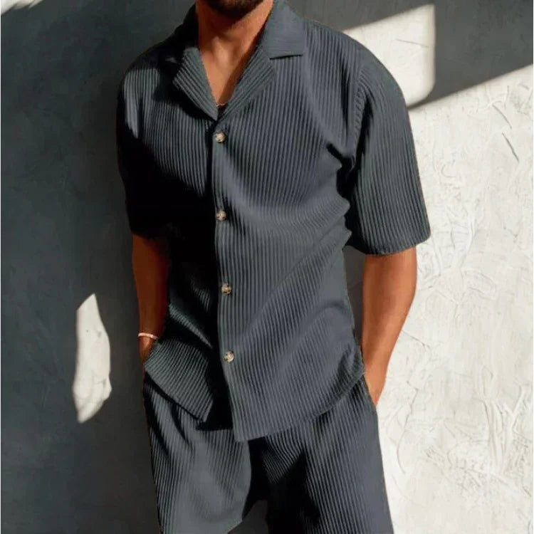 Men's Casual Set with Soft Ribbed Texture for Warm Weather Rebooters mens 2 piece set